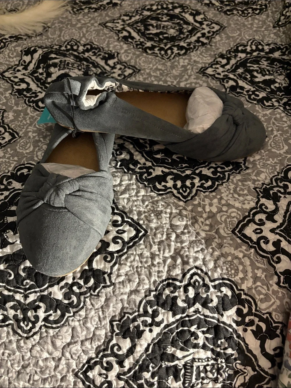 Maurices Gray Knot-Top Ballet Flats